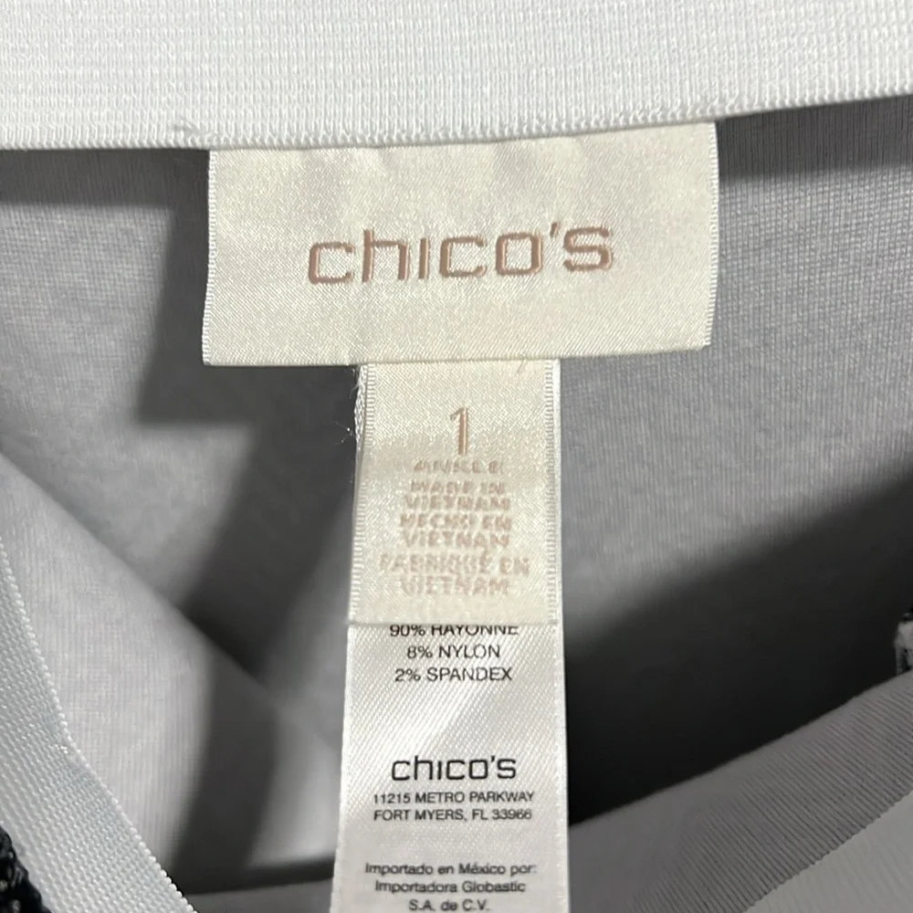 Chico’s Black & White Chevron Print Elastic Waist Crop Pants Medium Size 8